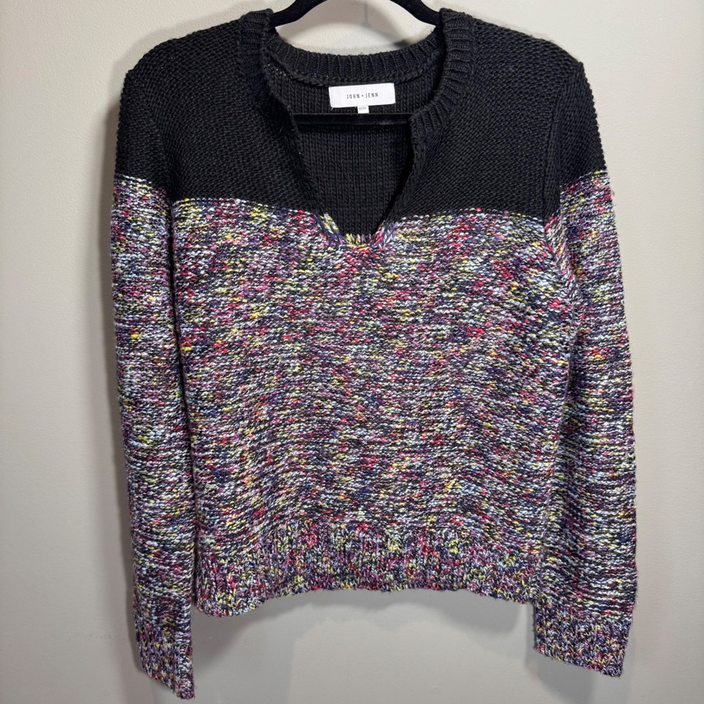 Chunky Knit Colorful Medium John + Jenn Colorblock Wool Blend Sweater Whimsical